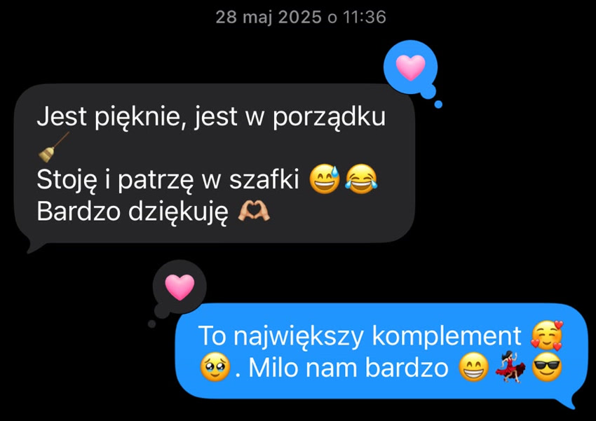 Jest pięknie, jest w porządku 🧹 Stoję i patrzę w szafki 😅😂 Bardzo dziękuję 🫶